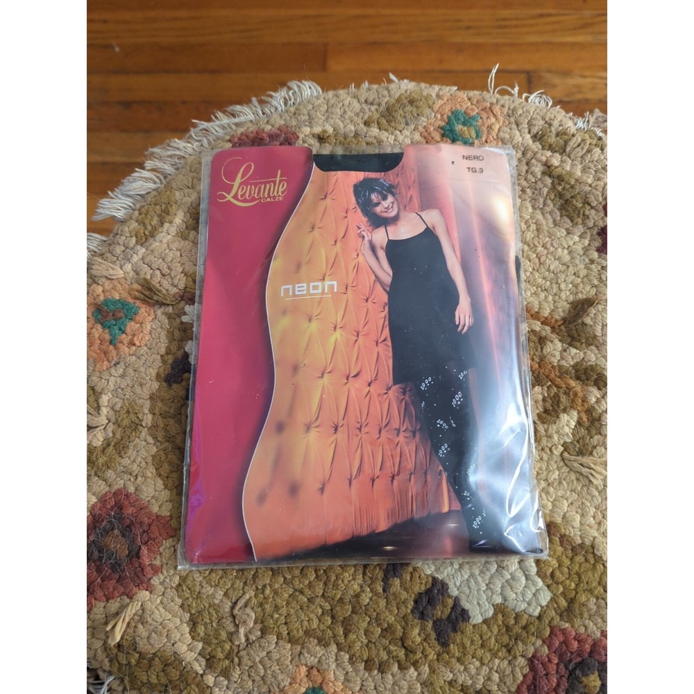 New Levante‎ Fashion Tights 2000 Neon Nero Black Size TG. 3 Made Italy